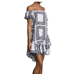 Cinq à Sept Asymmetrical Blue and White Sundress